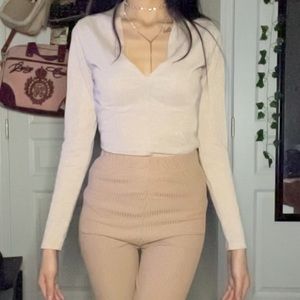 Forever 21 Deep V Neck Long Sleeve Body Suit